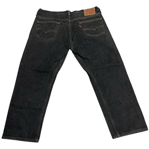 Levis 501 Jeans Mens Size 38 Black Regular Straight Leg Button Fly Denim Jeans - Picture 2 of 11